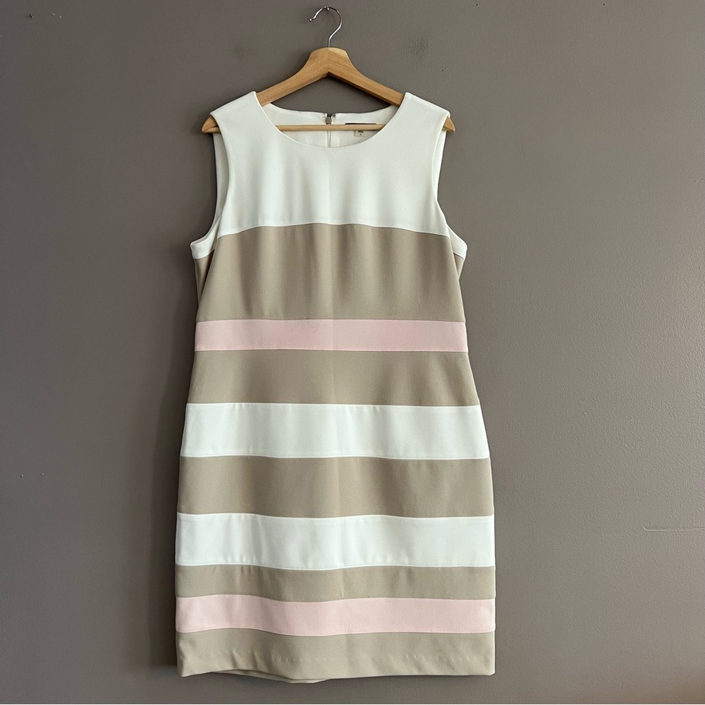 Tommy Hilfiger Womens Sleeveless Scuba Sheath Dress Crepe ColorBlock Stripes 16